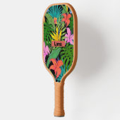 Tropische Paarse en groene botanische bloemen Pickleball Paddle (Links)