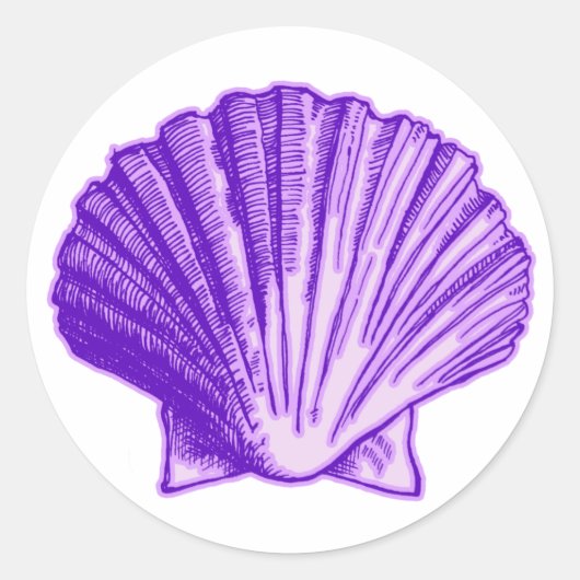 Tropische Paarse mononlight Shell Ronde Sticker (Voorkant)