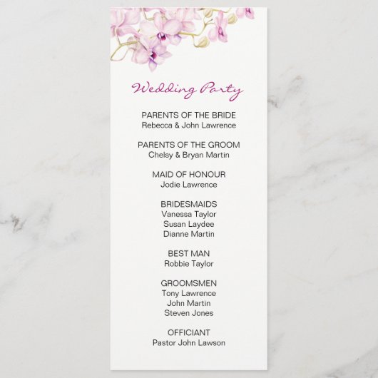 Tropische Paarse Orchidee Waterverf Bruiloft Programma (Achterkant)