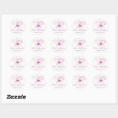 Tropische Paarse Orchidee Waterverf Bruiloft Ronde Sticker (Vel)