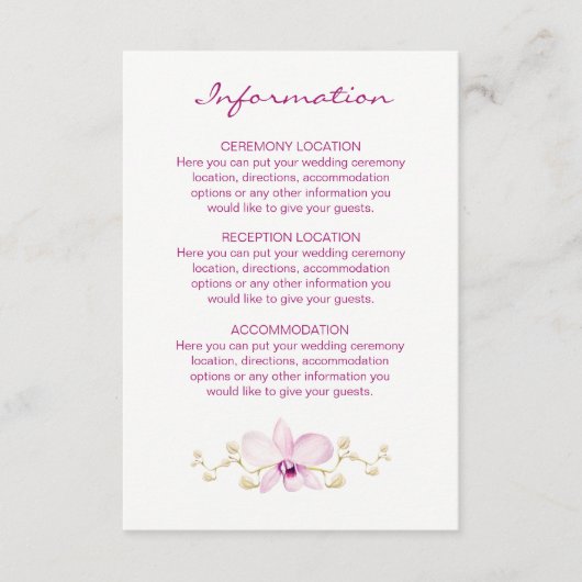 Tropische Paarse Orchidee Waterverf Informatiekaartje (Voorkant)