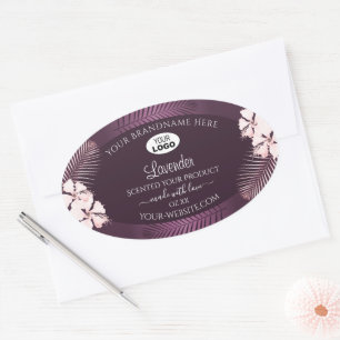 Tropische Paarse productlabels Hawaii Flowers Logo Ovale Sticker