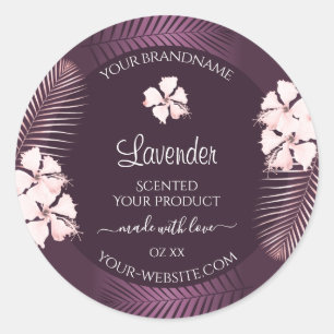 Tropische Paarse productlabels: witte bloemen Ronde Sticker