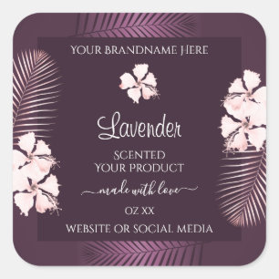 Tropische Paarse productlabels: witte bloemen Vierkante Sticker
