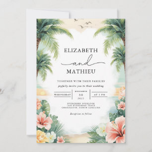 Tropische Palm Arch Bloemen Huwelijk Kaart