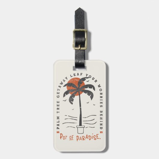Tropische Palm Beach Vibes Zomer Zon Retro Bagagelabel (Voorkant verticaal)