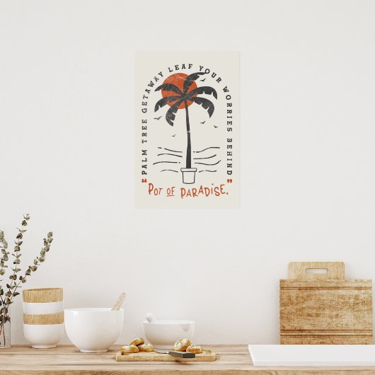 Tropische Palm Beach Vibes Zomer Zon Retro Poster (Keuken)