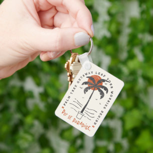 Tropische Palm Beach Vibes Zomer Zon Retro Sleutelhanger