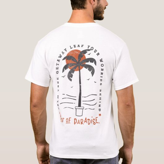 Tropische Palm Beach Vibes Zomer Zon Retro T-shirt (Achterkant)
