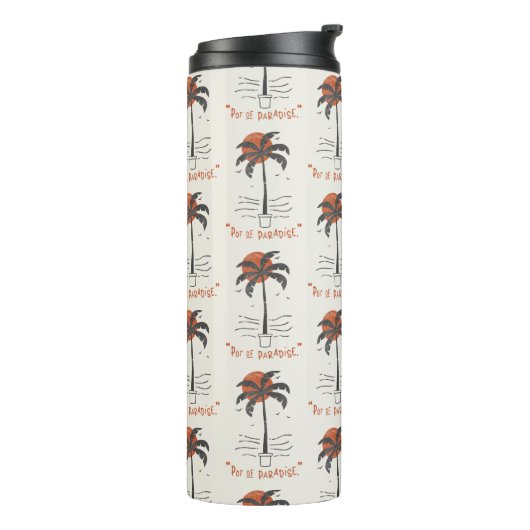 Tropische Palm Beach Vibes Zomer Zon Retro Thermosbeker (Gedraaid links)
