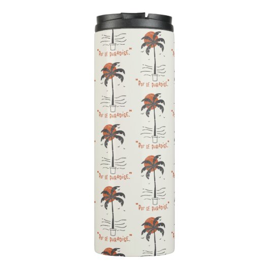 Tropische Palm Beach Vibes Zomer Zon Retro Thermosbeker (Achterkant)