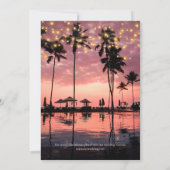 Tropische Palm Beach Zomer Zonsondergang Huwelijk Kaart (Achterkant)