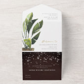 TROPISCHE PALM BLADEERIGE SLINGERLICHTEN TROUW ALL IN ONE UITNODIGING (Buitenkant)