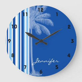 tropische palm; Blauwe en witte strepen Grote Klok