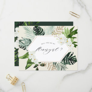 tropische palm bloem zal jij mijn bloemenmeisje zi uitnodiging briefkaart