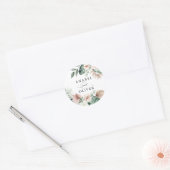 Tropische palm bloemige blos groen boho envelop ronde sticker (Envelop)