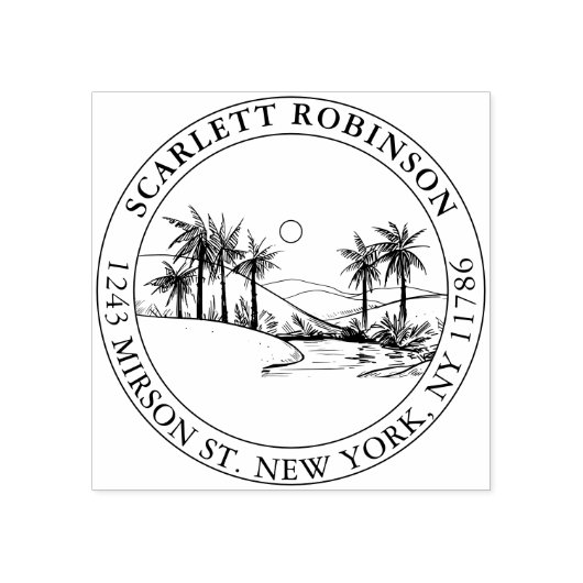 Tropische palm-Boom Aangepaste retouradres  Rubberstempel (Afrduk)