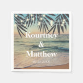 Tropische palm Custom Weddenband Beach String Ligh Servet (Voorkant)