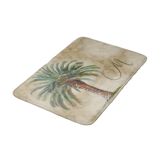 Tropische Palm Date Tree  Monogram Badmat (Gekanteld)