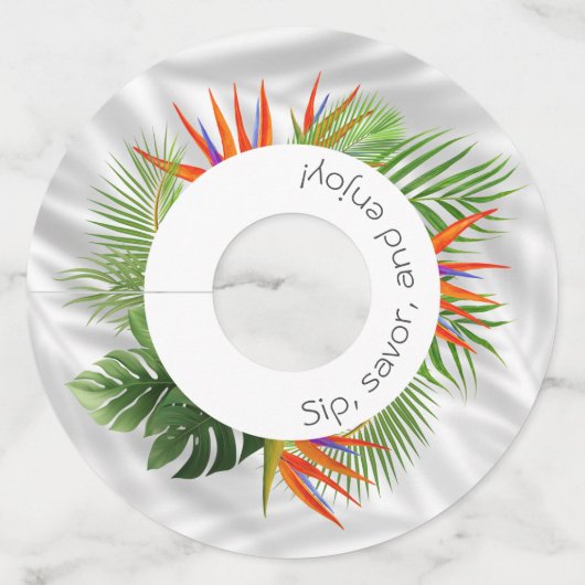Tropische Palm en Leaf wijnglas Labels met Vibran (Voorkant)