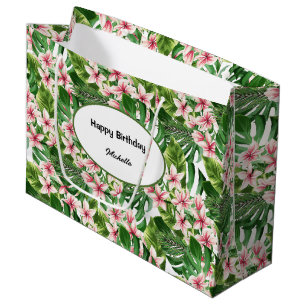 Tropische palm en Plumeria bloemen Groot Cadeauzakje