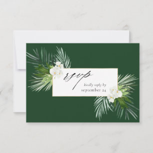 Tropische palm en witte Floral met gemiddelde RSVP Kaartje