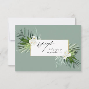 Tropische palm en witte Floral met gemiddelde RSVP Kaartje