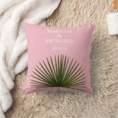 Tropische Palm Frond Blad Roze Bruiloft Kussen (Deken)