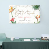 Tropische Palm Leaf Bat Mitzvah Gold Script Welkom Spandoek (Beurs)