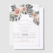 Tropische Palm Leaf Botanische Boho Chic bruiloft Vellum Uitnodigingen (Offset)