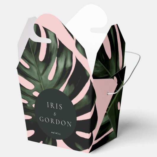 Tropische Palm Leaf Bruiloft Aangepast Bedankdoosjes (Geopend)
