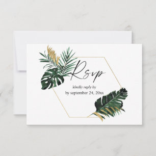 Tropische Palm Leaf Gold met Maaltijd RSVP-kaart RSVP Kaartje