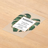 Tropische Palm Leaf Monstera bruiloft Acryl Uitnodigingen (Laagn)