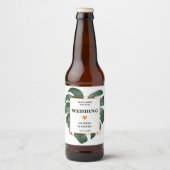 Tropische Palm Leaf Monstera bruiloft Bier Etiket (Voorkant)