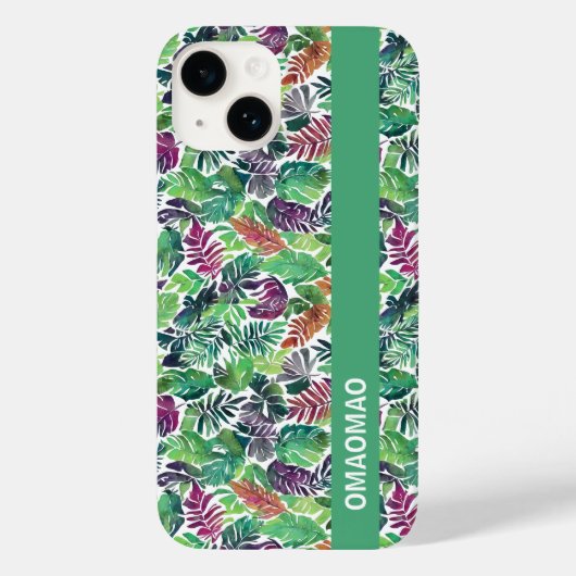 Tropische Palm Leaf Patroon iPhone Case (Achterkant)