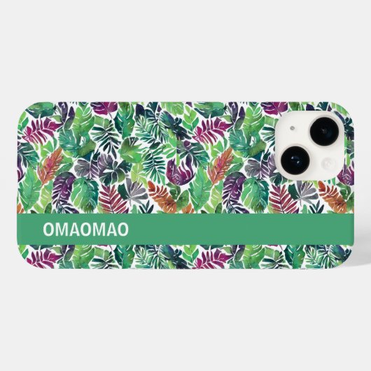 Tropische Palm Leaf Patroon iPhone Case (Achterkant (horizontaal))