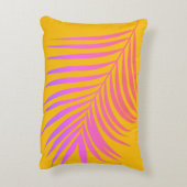 Tropische Palm Leaf Sinaasappel Geel Roze Gift Dec Accent Kussen (Achterkant (Verticaal))