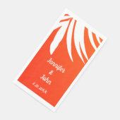 Tropische Palm Leaf Sunset Sinaasappel Strand Wedd Servet (Hoek)