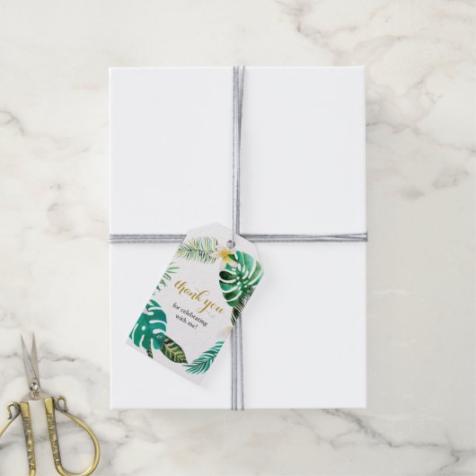 Tropische palm Leaf Wreater Dank je Cadeaulabel (Met Touw)