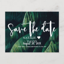 Tropische Palm Leaves Beach Wedding Save the Date