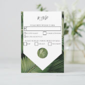 Tropische palm leveert Greenery Wedding RSVP Kaart (Staand voorkant)