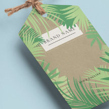 Tropische Palm Logo QR Code Hang Labels W/String