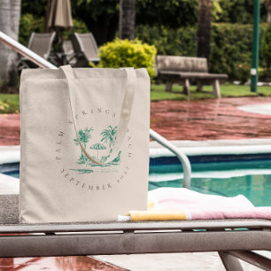 Tropische Palm Meisjesuitje Aangepaste Bestemmin Tote Bag