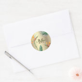 Tropische palm Modern Monogram Script Gold Foil Ronde Sticker (Envelop)