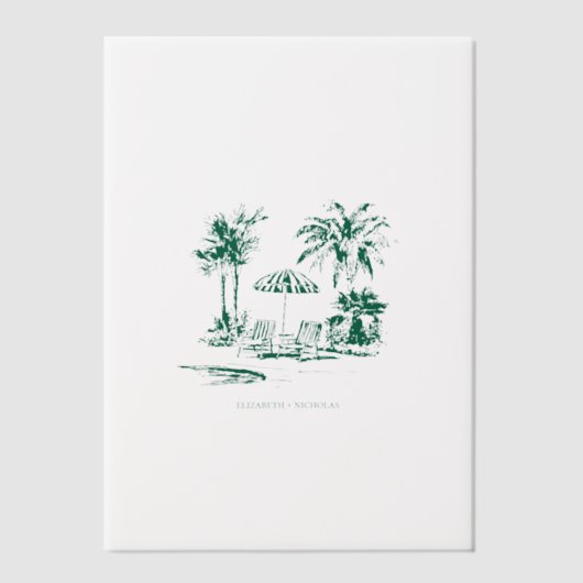 Tropische Palm Overlay | Bestemming Trouwdag Vellum Uitnodigingen (Voorkant)