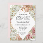 Tropische palm Pampas Grass Greenery Blush Floral Kaart (Voorkant / Achterkant)