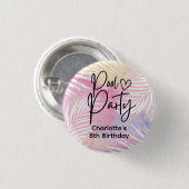 Tropische Palm Pastel Rainbow Pool Party Ronde Button 3,2 Cm (Voorkant /achterkant)