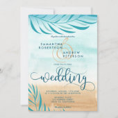 Tropische palm strand chique bruiloft script kaart (Voorkant)