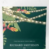 Tropische Palm String Lights Foto Collage Bruiloft Drieluik Uitnodiging (Binnenzijde eerst)