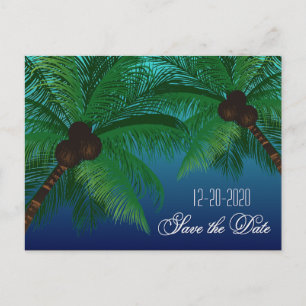 Tropische Palm Tree Beach bruiloft Save the Dates Aankondigingskaart
